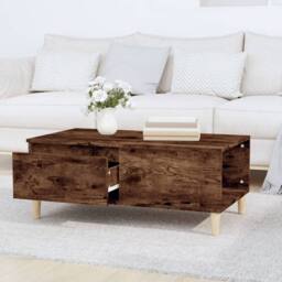 Berkfield Home Coffee Table Smoked Oak 90x50x36.5 cm Engineered Wood in Brown - thumbnail 3