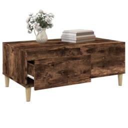 Berkfield Home Coffee Table Smoked Oak 90x50x36.5 cm Engineered Wood in Brown - thumbnail 5