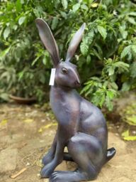 Inspirational Gifting Sitting Hare Garden Sculpture Cast in Aluminium in Bronze - thumbnail 3