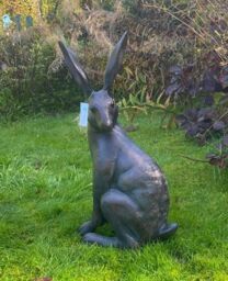 Inspirational Gifting Sitting Hare Garden Sculpture Cast in Aluminium in Bronze - thumbnail 5