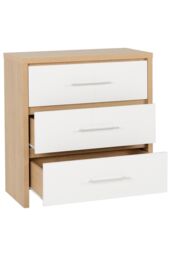 Seconique Seville 3 Drawer Chest in White - thumbnail 3