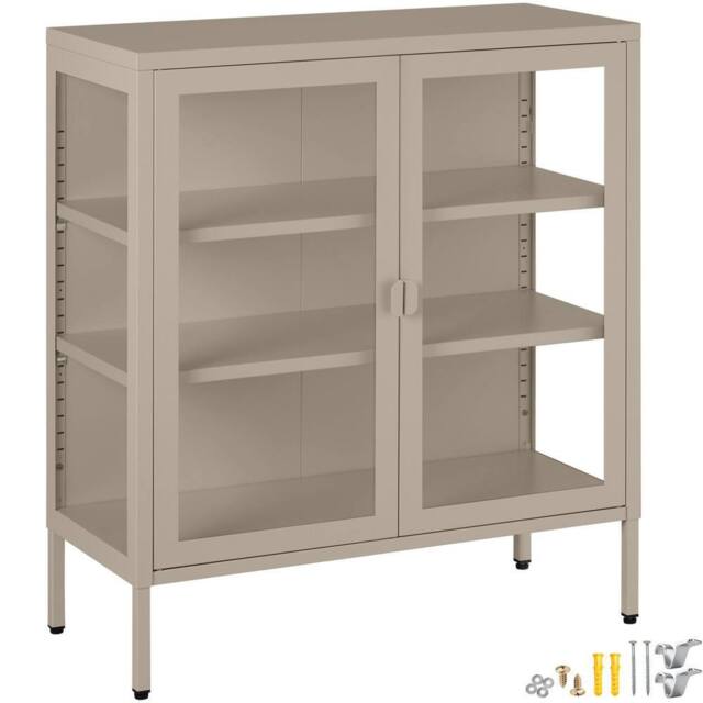 tectake Metal Display Case Baker in Taupe - image 1