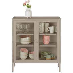 tectake Metal Display Case Baker in Taupe - thumbnail 2