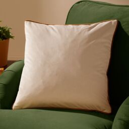 Furn Meridian Velvet Piped Cushion in Cream - Size: 45 cm x 45 cm