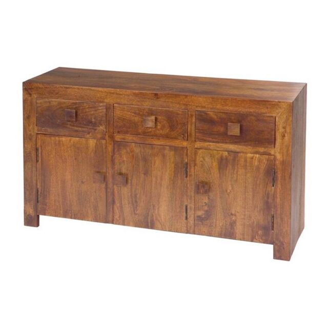 Jaipur Furniture Ltd 3 Door 3 Drawer Sideboard - Mango Wood - L45 x W135 x H76 cm - Dark Finish in Brown - image 1