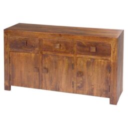 Jaipur Furniture Ltd 3 Door 3 Drawer Sideboard - Mango Wood - L45 x W135 x H76 cm - Dark Finish in Brown - thumbnail 2