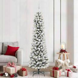 Berkfield Home Stunning Artificial Christmas Tree with 300 LEDs Green & white - thumbnail 2