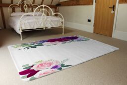 Benjamin Tate Design Pink & Purple Roses Rug in Natural - Size: Large - thumbnail 3