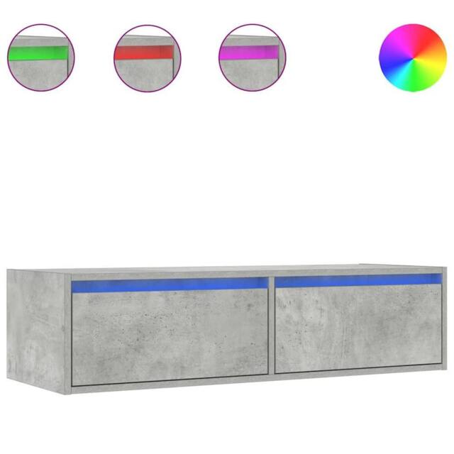 Berkfield Home TV Cabinet with LED Lights Concrete Grey 100X35.5x25 cm - image 1