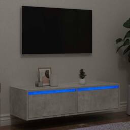 Berkfield Home TV Cabinet with LED Lights Concrete Grey 100X35.5x25 cm - thumbnail 2