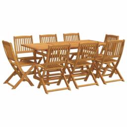 Berkfield Home 9 Piece Garden Dining Set 180x90x75 cm Solid Wood Acacia in Brown - Size: 180 x 90 x 75 cm - thumbnail 2
