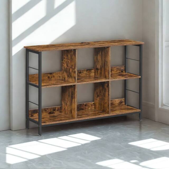 Pirlo Plush Industrial 3 Tier Bookcase Storage Shelves Unit in Brown - image 1