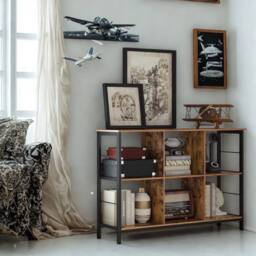Pirlo Plush Industrial 3 Tier Bookcase Storage Shelves Unit in Brown - thumbnail 3