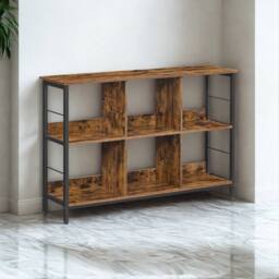 Pirlo Plush Industrial 3 Tier Bookcase Storage Shelves Unit in Brown - thumbnail 4