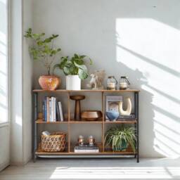Pirlo Plush Industrial 3 Tier Bookcase Storage Shelves Unit in Brown - thumbnail 6
