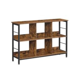 Pirlo Plush Industrial 3 Tier Bookcase Storage Shelves Unit in Brown - thumbnail 7