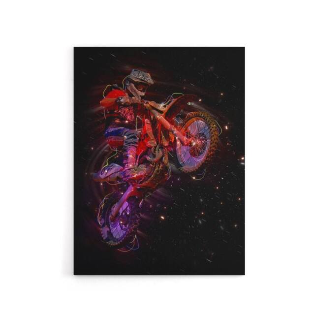 "Artery8 Electric Light Motocross Bike Canvas Wall Art Print in Black - Size: W18"" x H24""" - image 1
