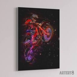 "Artery8 Electric Light Motocross Bike Canvas Wall Art Print in Black - Size: W18"" x H24""" - thumbnail 2
