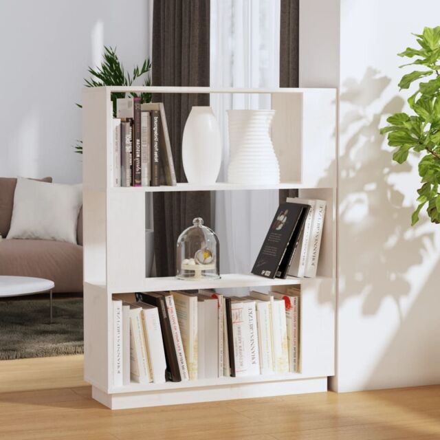 Berkfield Home Book Cabinet/Room Divider White 80x25x101 cm Solid Wood Pine - Size: 80 x 25 x 101 cm - image 1