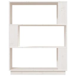Berkfield Home Book Cabinet/Room Divider White 80x25x101 cm Solid Wood Pine - Size: 80 x 25 x 101 cm - thumbnail 5