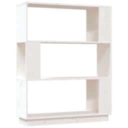 Berkfield Home Book Cabinet/Room Divider White 80x25x101 cm Solid Wood Pine - Size: 80 x 25 x 101 cm - thumbnail 2