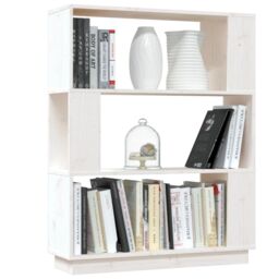 Berkfield Home Book Cabinet/Room Divider White 80x25x101 cm Solid Wood Pine - Size: 80 x 25 x 101 cm - thumbnail 4