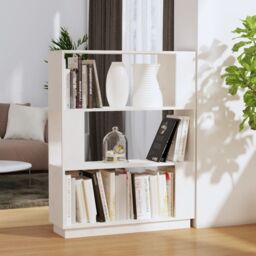 Berkfield Home Book Cabinet/Room Divider White 80x25x101 cm Solid Wood Pine - Size: 80 x 25 x 101 cm - thumbnail 1
