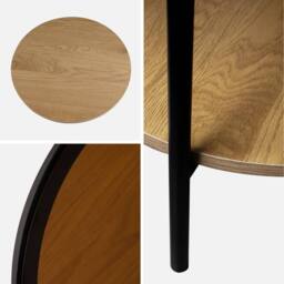 sweeek Round side table with tempered glass & wood effect in Beige - thumbnail 6