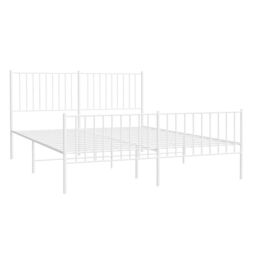 Berkfield Home Metal Bed Frame with Headboard & Footboard White 160x200 cm - thumbnail 4