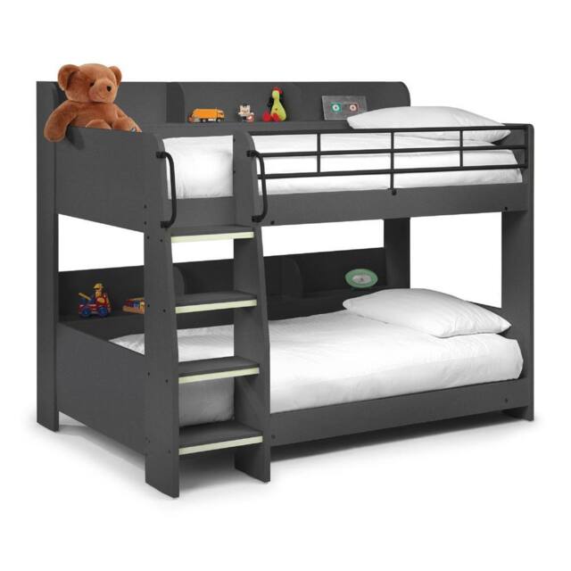 Cheshire Walnut Bunk Bed - Anthracite - Single (90cm) in Grey - image 1