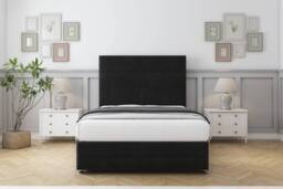 "Sloomy Monaco Plush Divan Base 4 Drawers-54"" Headboard & 12"" Footboard in Black - Size: King" - thumbnail 2