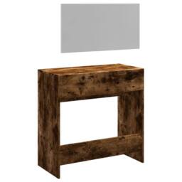 Berkfield Home Dressing Table with Mirror Smoked Oak 80x39x80 cm in Brown - Size: 80 x 39 x 80 cm - thumbnail 7
