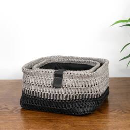 JVL Kenzi Square Storage Baskets - Set of 2 in Dark Grey - thumbnail 8