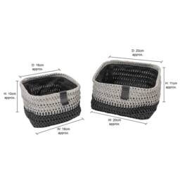 JVL Kenzi Square Storage Baskets - Set of 2 in Dark Grey - thumbnail 9