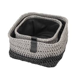 JVL Kenzi Square Storage Baskets - Set of 2 in Dark Grey - thumbnail 2