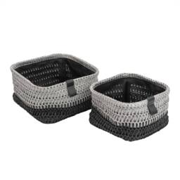 JVL Kenzi Square Storage Baskets - Set of 2 in Dark Grey