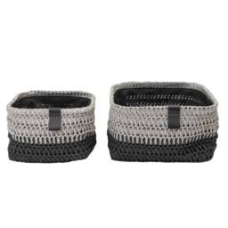 JVL Kenzi Square Storage Baskets - Set of 2 in Dark Grey - thumbnail 3