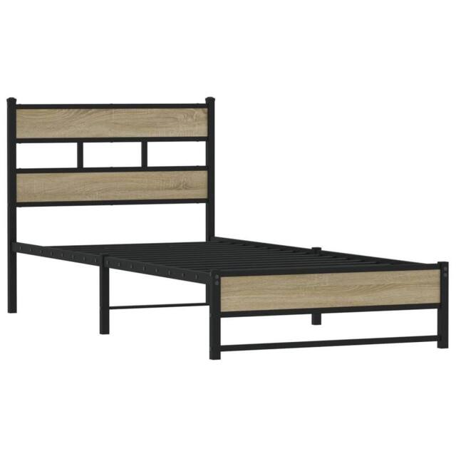 Berkfield Home Metal Bed Frame without Mattress Sonoma Oak 80x200 cm in Brown - image 1
