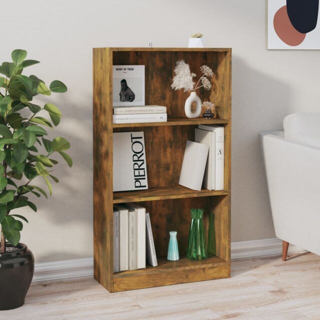 Berkfield Home Book Cabinet Smoked Oak 60x24x109 cm Engineered Wood in Brown - Size: 60 x 24 x 109 cm - image 1