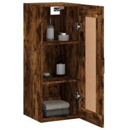 Berkfield Home Wall Mounted Cabinet Smoked Oak 34.5x34x90 cm Engineered Wood in Brown - thumbnail 5