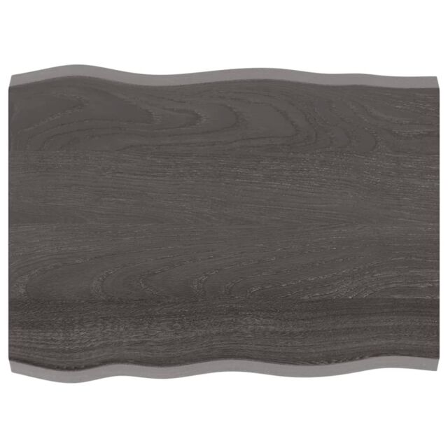 Berkfield Home Table Top Dark Grey 80x60x(2-4) cm Treated Solid Wood Live Edge in Brown - image 1