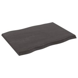 Berkfield Home Table Top Dark Grey 80x60x(2-4) cm Treated Solid Wood Live Edge in Brown - thumbnail 2