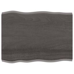 Berkfield Home Table Top Dark Grey 80x60x(2-4) cm Treated Solid Wood Live Edge in Brown - thumbnail 1