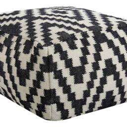 Wyld and Coco Pouffe Ottoman Black and White Wool 56 x 56 cm - thumbnail 2