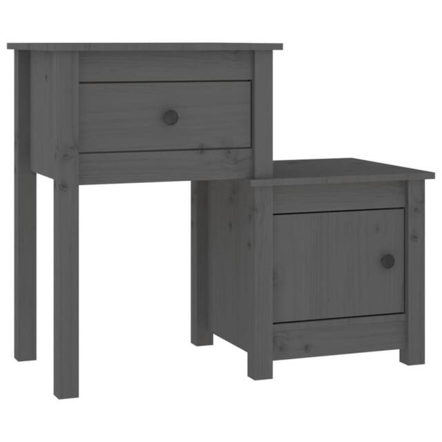 Berkfield Home Beautiful Bedside Cabinet 2 pcs Grey 79.5x38x65.5 cm Solid Wood Pine - image 1