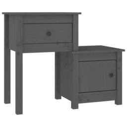 Berkfield Home Beautiful Bedside Cabinet 2 pcs Grey 79.5x38x65.5 cm Solid Wood Pine - thumbnail 1