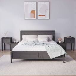 Berkfield Home Beautiful Bedside Cabinet 2 pcs Grey 79.5x38x65.5 cm Solid Wood Pine - thumbnail 2