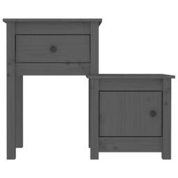 Berkfield Home Beautiful Bedside Cabinet 2 pcs Grey 79.5x38x65.5 cm Solid Wood Pine - thumbnail 5