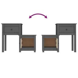 Berkfield Home Beautiful Bedside Cabinet 2 pcs Grey 79.5x38x65.5 cm Solid Wood Pine - thumbnail 6