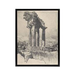 "Artery8 Joseph Pennell The Columns of Castor & Pollux Framed Canvas Art in Grey - Size: W12"" x H16""" - thumbnail 1